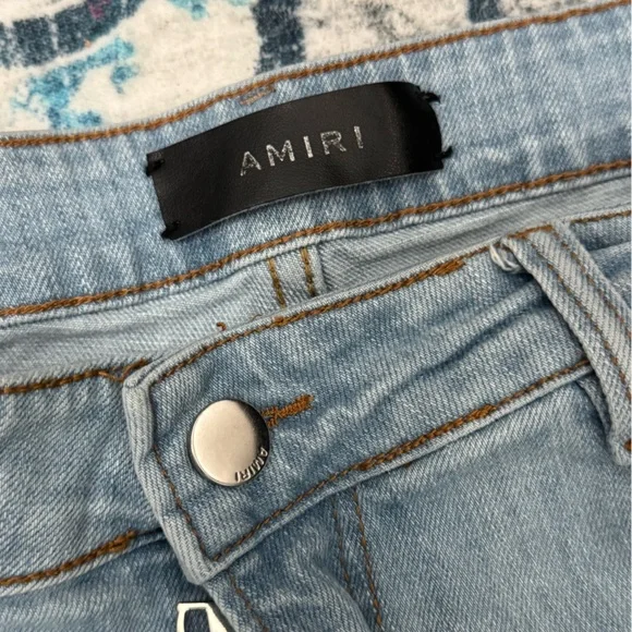 Amiri Star Patterned Light Blue Jeans